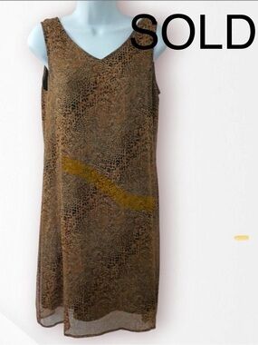 Robbie Bee Vintage 100% Silk Shift Dress Lined Size 6  Snake Skin Pattern‎